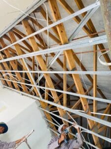 construction, renovation walls and ceilings outdoors